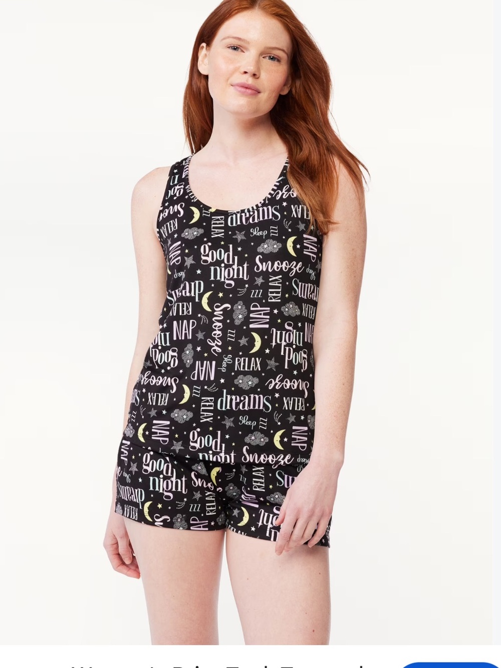 Joyspun print tank top and short pajamas set size large (12-14) .